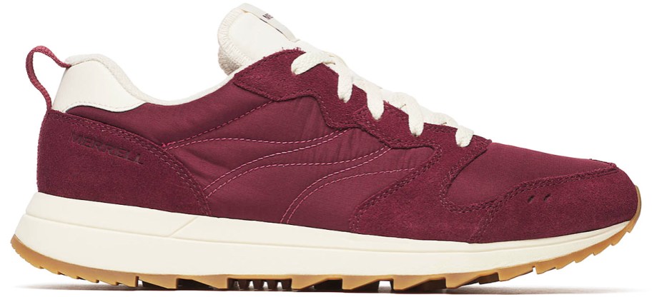 maroon and white sneaker