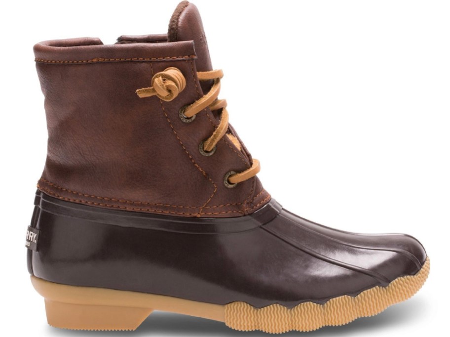brown and black sperry duck boot