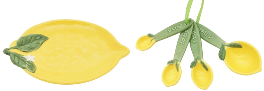 ceramic lemon spoon rest and measuring spoons set