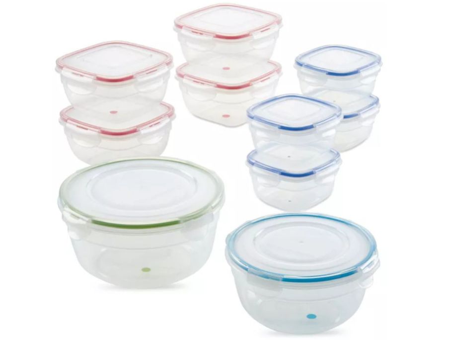 Lock 'n Lock 20-Piece Easy Essentials Color Mates Food Storage Container Set