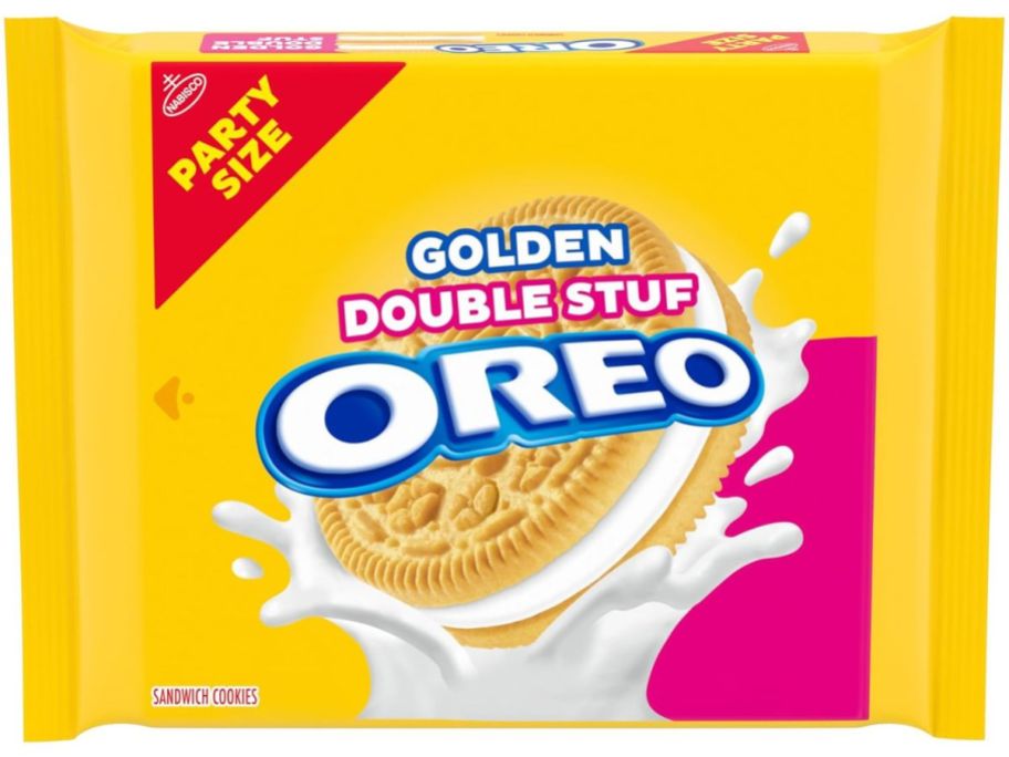 OREO Double Stuf Golden Sandwich Cookies Party Size Bag stock image