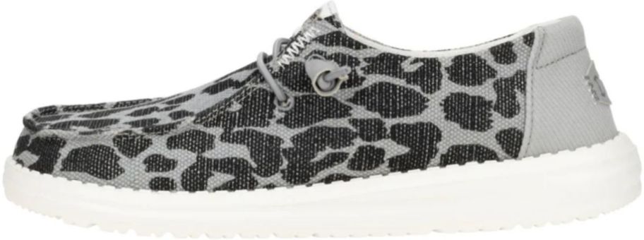 womens black and gray leopard print slipon sneaker